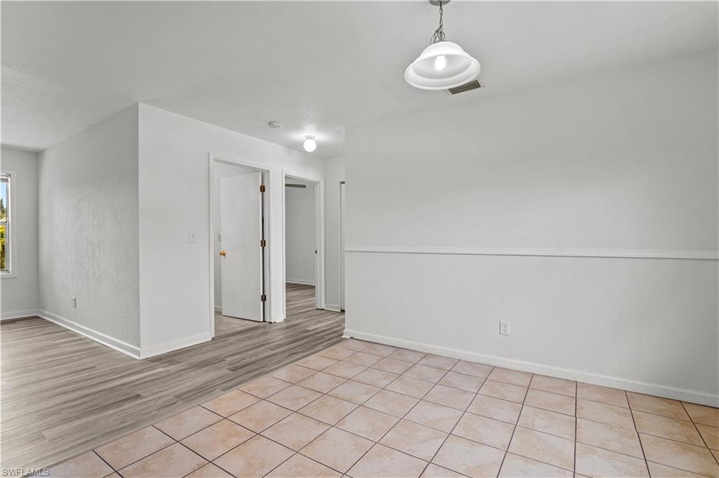 View of tiled dining room