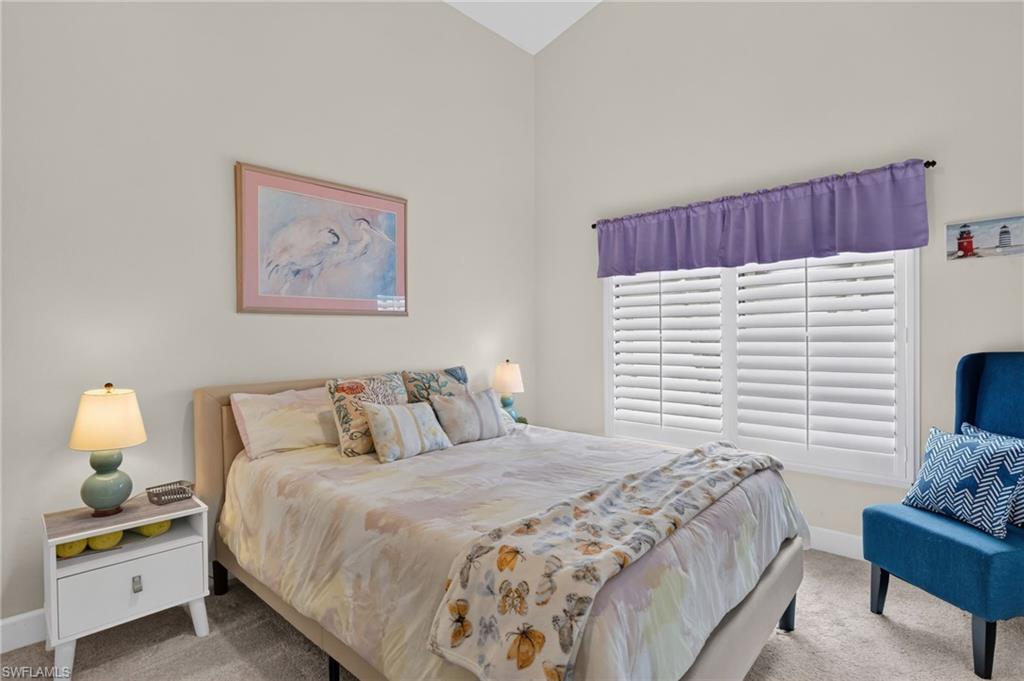 High vaulted ceilings complement bright interior paint
