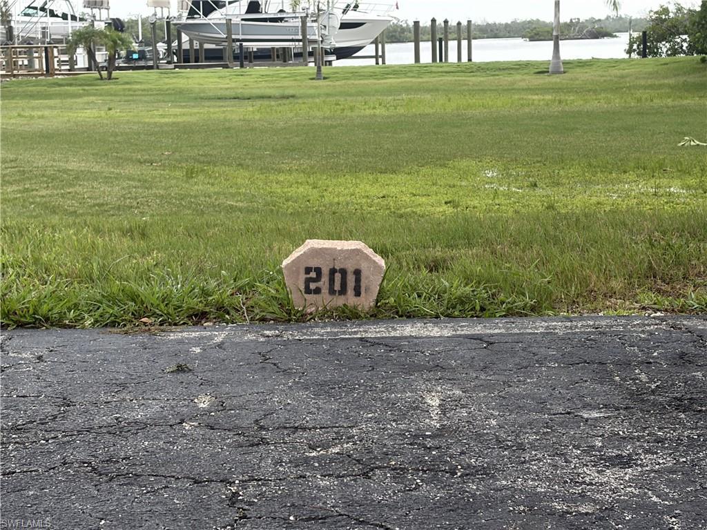 Parking space 201 facing the Bay.