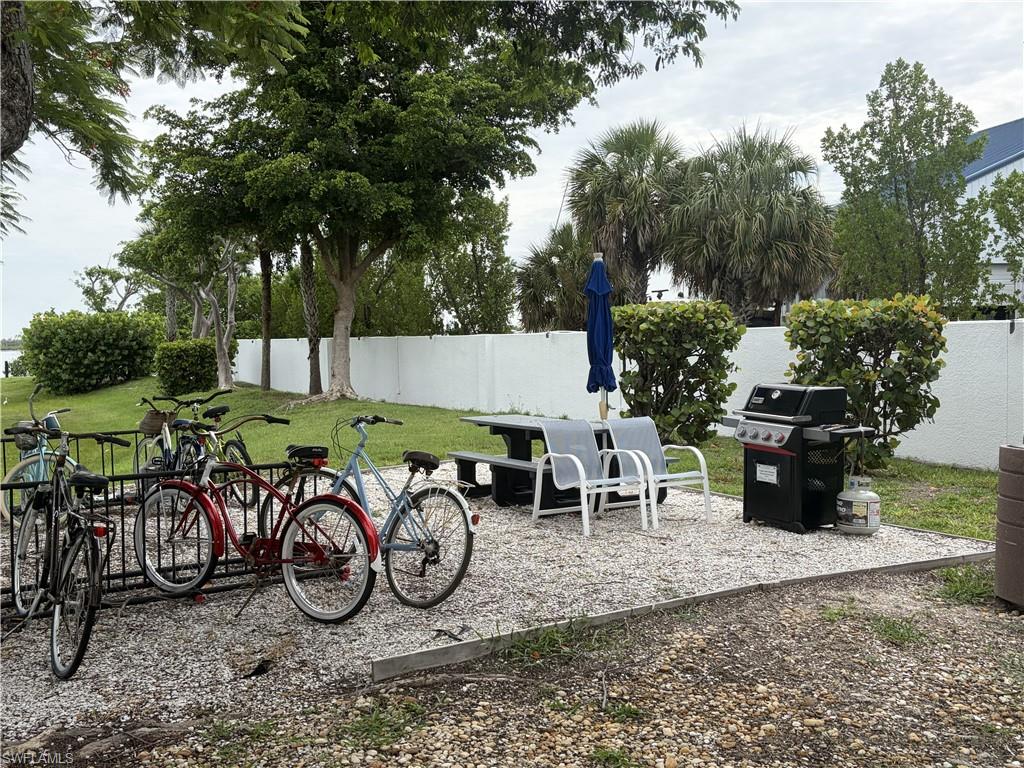 Current grilling area and bike storage.