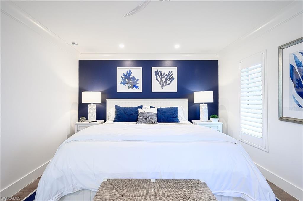 Bedroom with ornamental molding