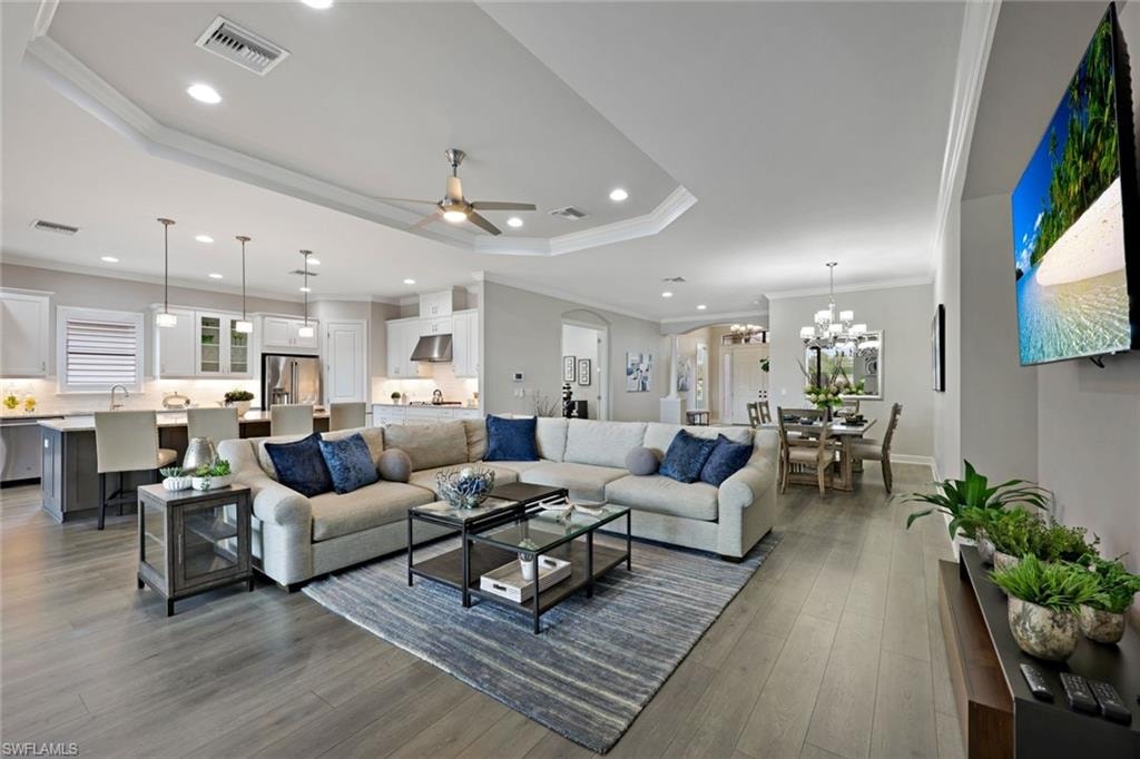 Open concept LR, Kitchen and Dining
