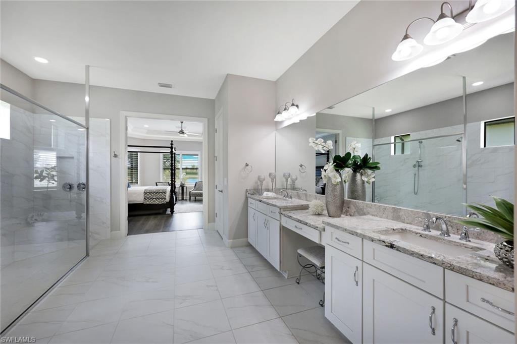 Two sinks & Vanity Primary bathroom