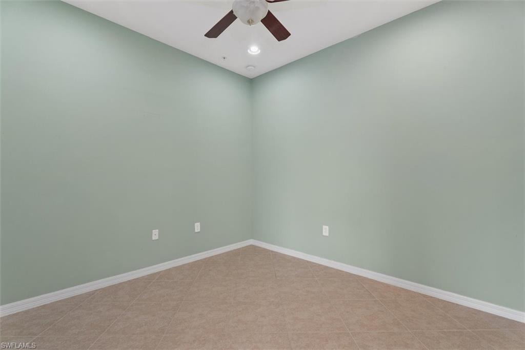 Den/Office Recessed lighting, ceiling fan with light fixture, and tile flooring