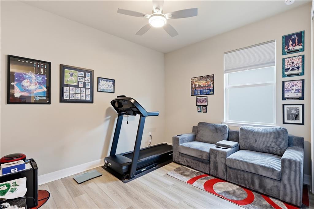 bedroom being used as den/tv/exercise...versatile uses