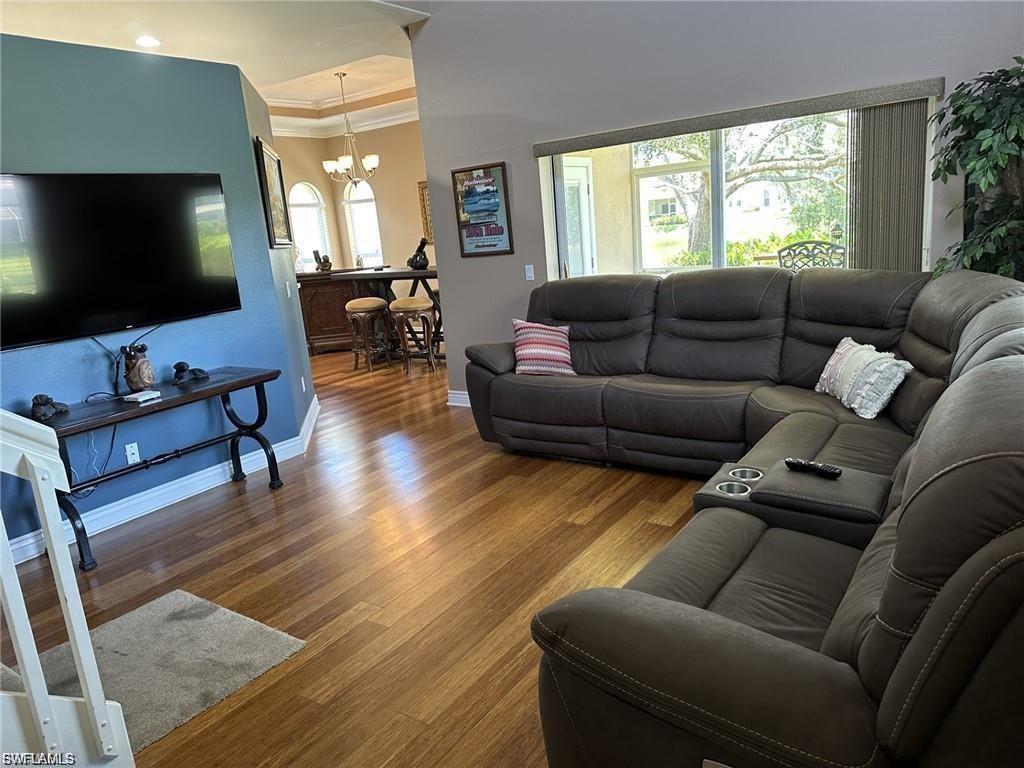 Wood-finish flooring throughout the main living area