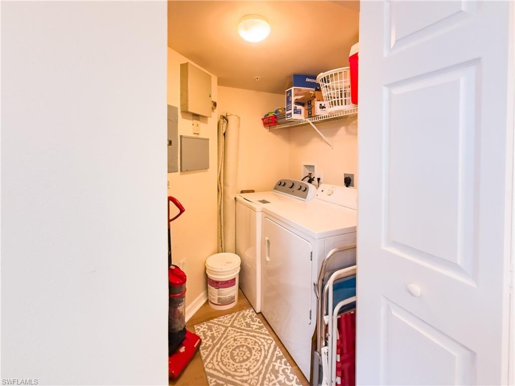 Laundry room featuring washing machine and dryer