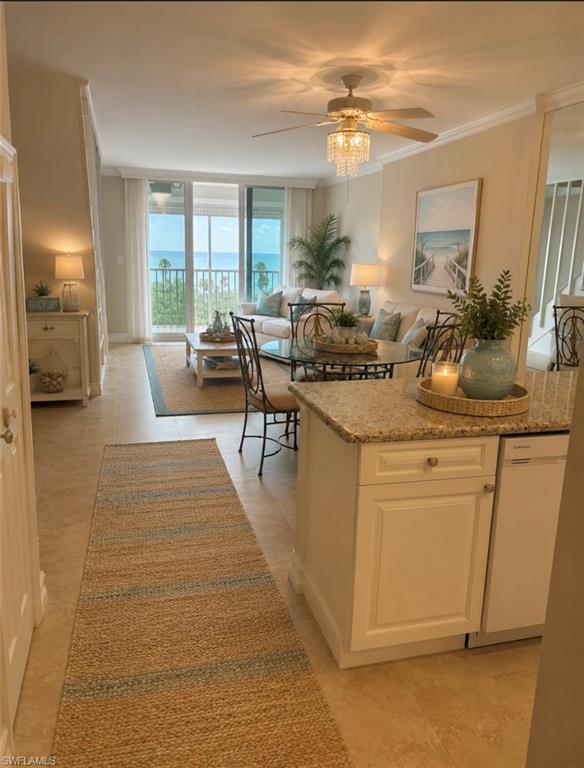 Staged to show with furniture.