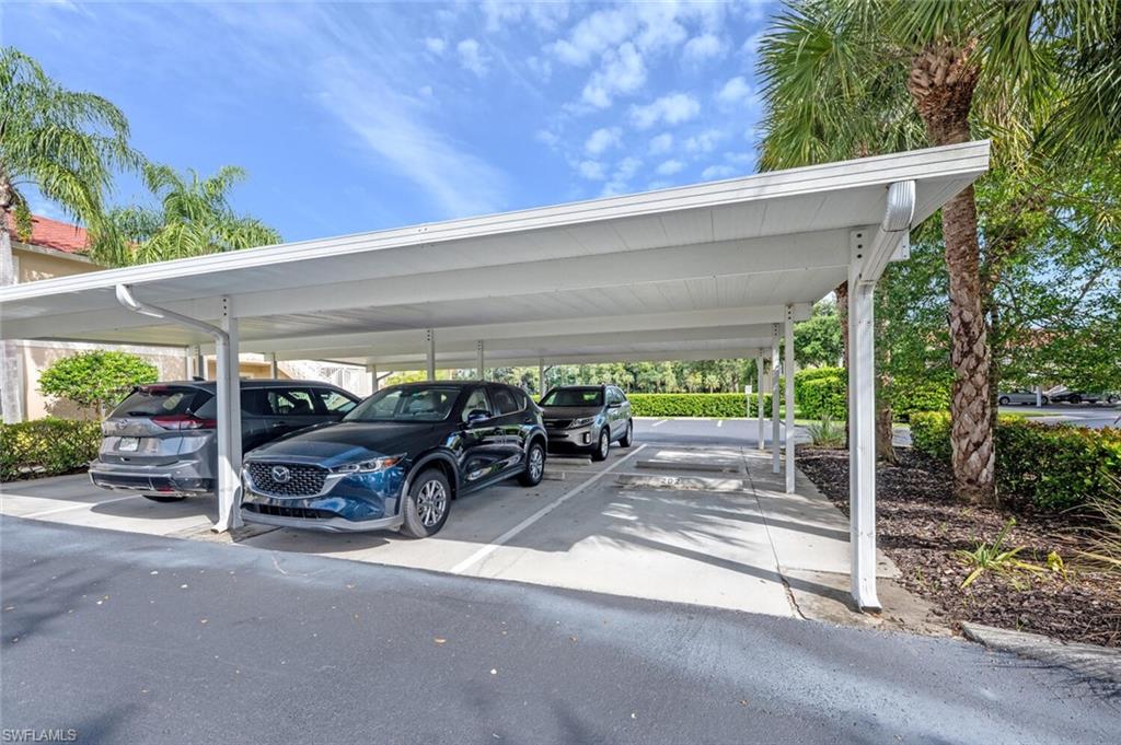 View of covered parking lot
