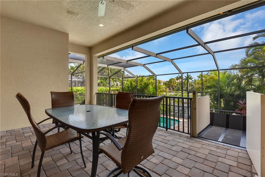 Patio area showing electric elevator lift to below