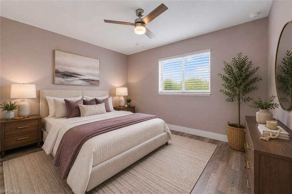 Inviting guest bedroom with warm designer finishes, generous closet space, and the flexibility to serve as a bedroom, nursery, or home office. [Virtually Staged]
