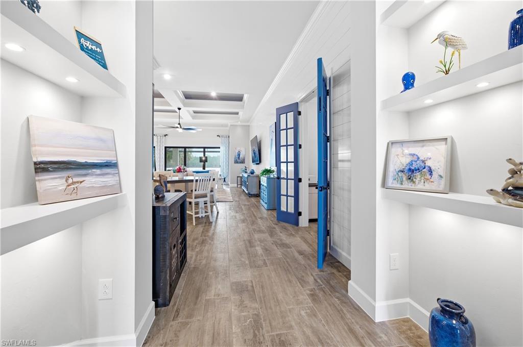 Floating recessed display niches with integrated lighting