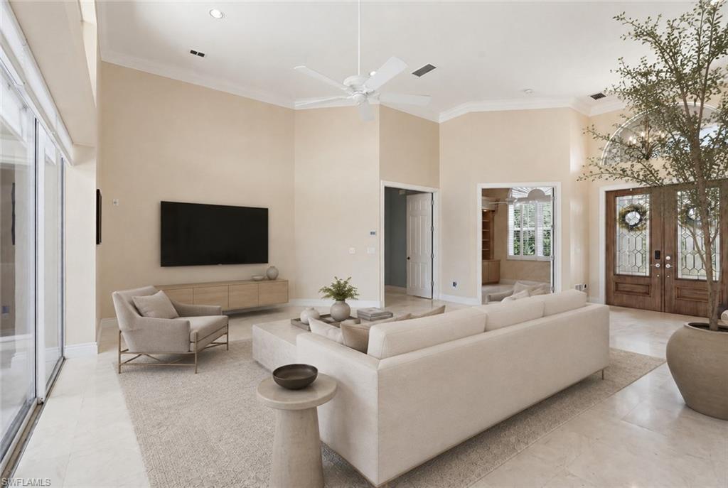 View of living area from kitchen.