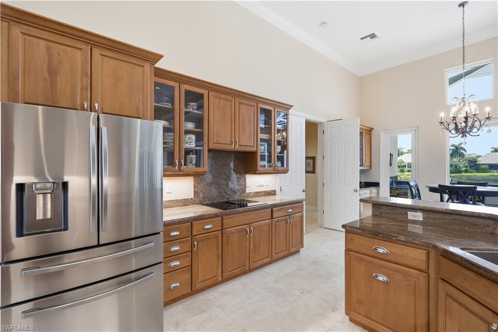 The adjoining dining area enjoys picturesque views.