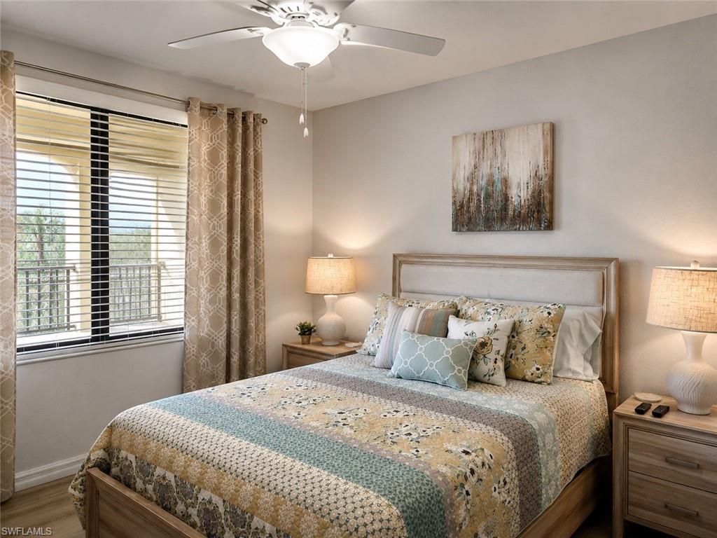 Window with horizontal blinds and drapery panels