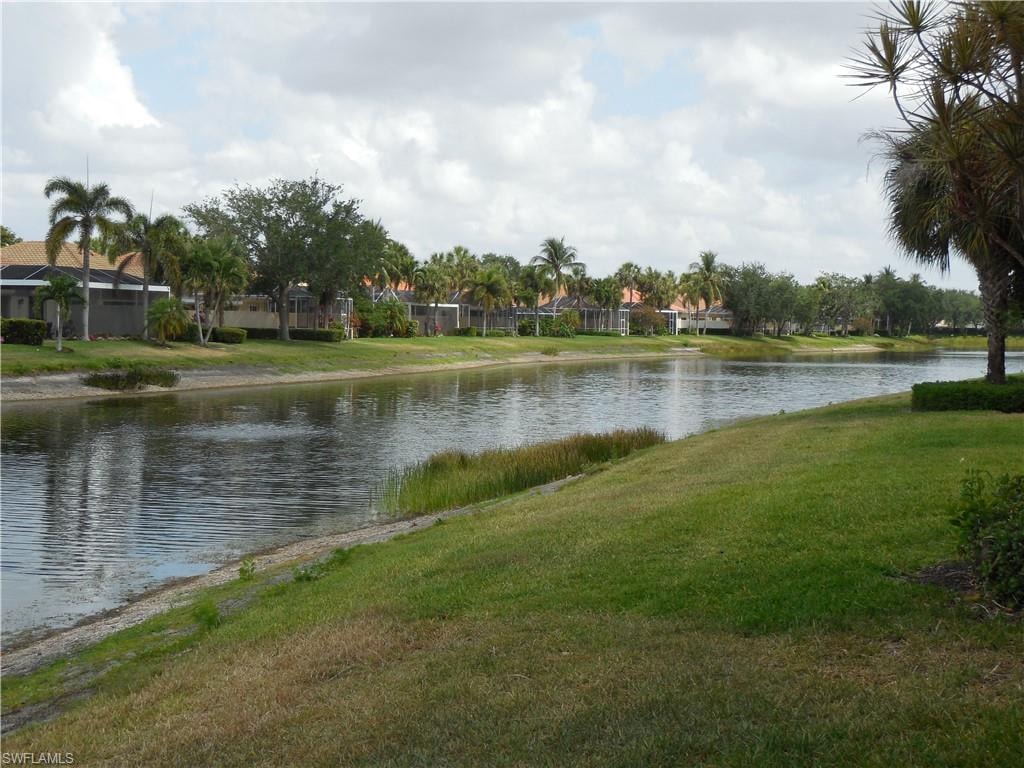 View of water feature with a residential view
