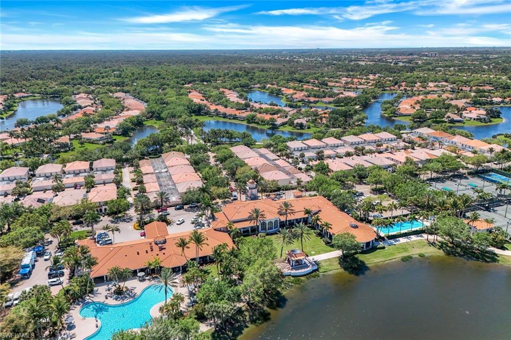 Bird's eye view featuring a residential view and a water view