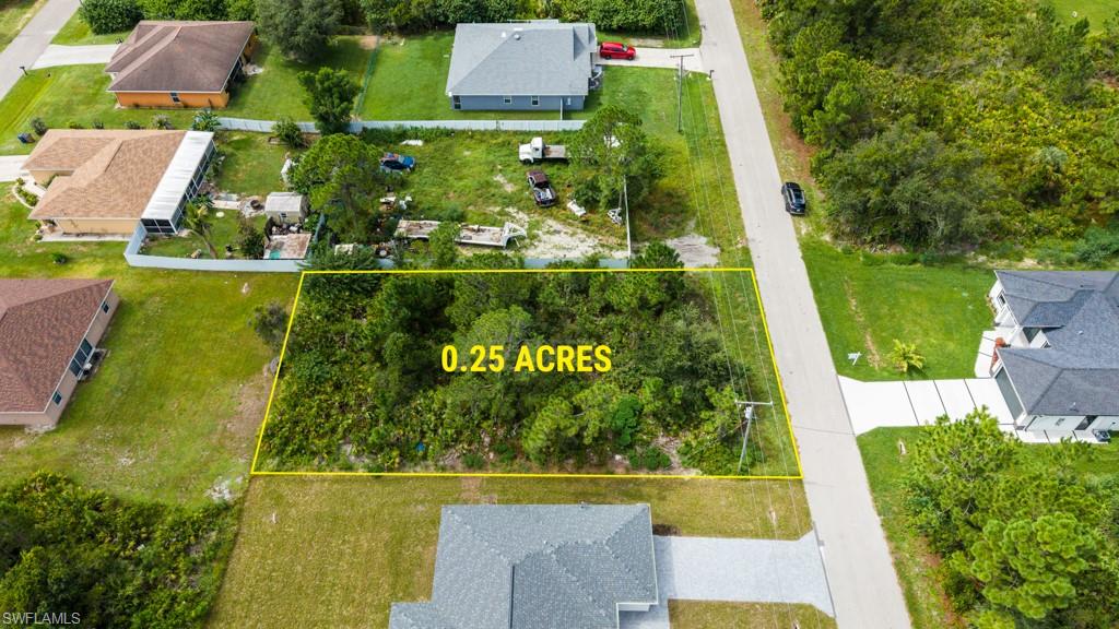 0.25 acre parcel featuring abundant natural vegetation and a paved roadway