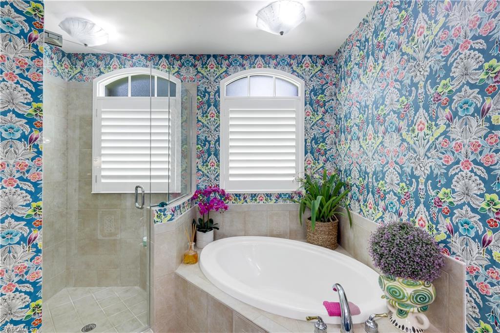 Separate Shower and Garden Tub, Plantation Shutters