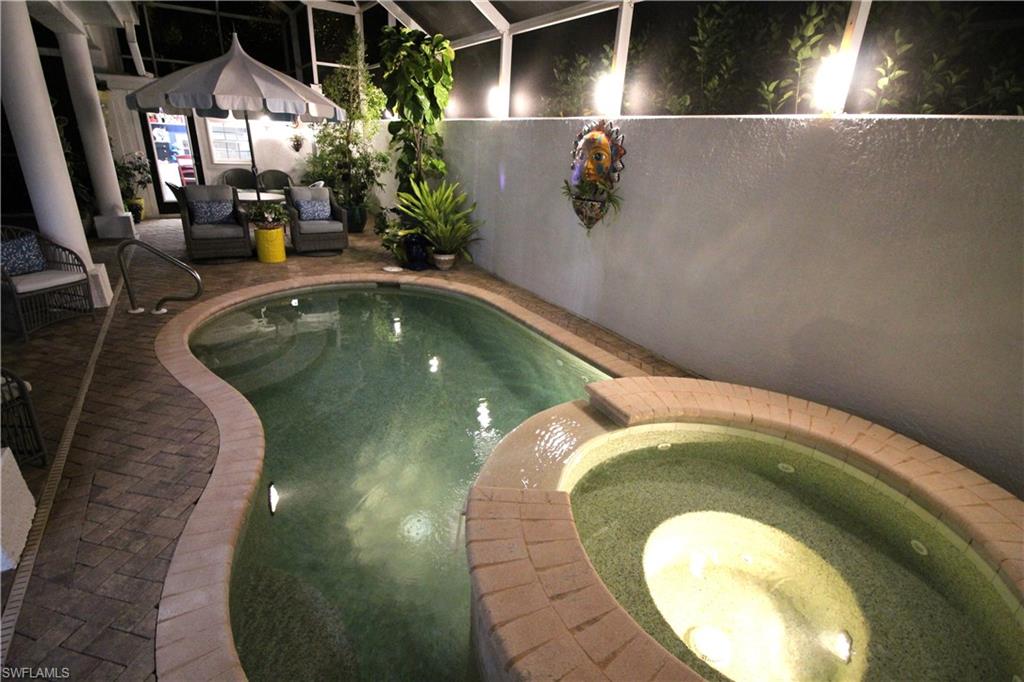 A relaxing night swim with ambiance custom lighting to set the mood