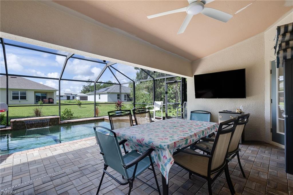 Covered lanai overlooking the pool