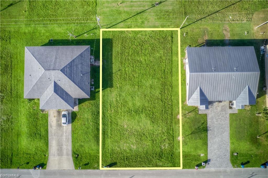Aerial overview of property's location with property parcel outlined