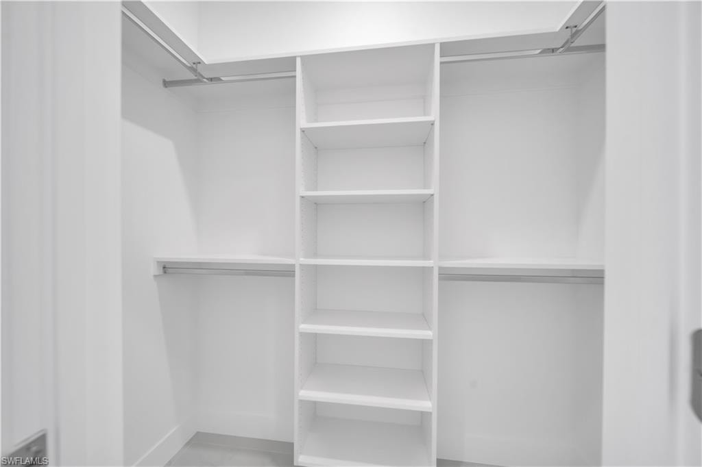 Built-in shelving unit with multiple shelves