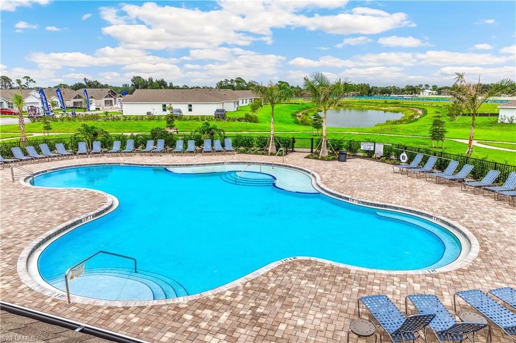 Resort-style pool with a unique freeform shape