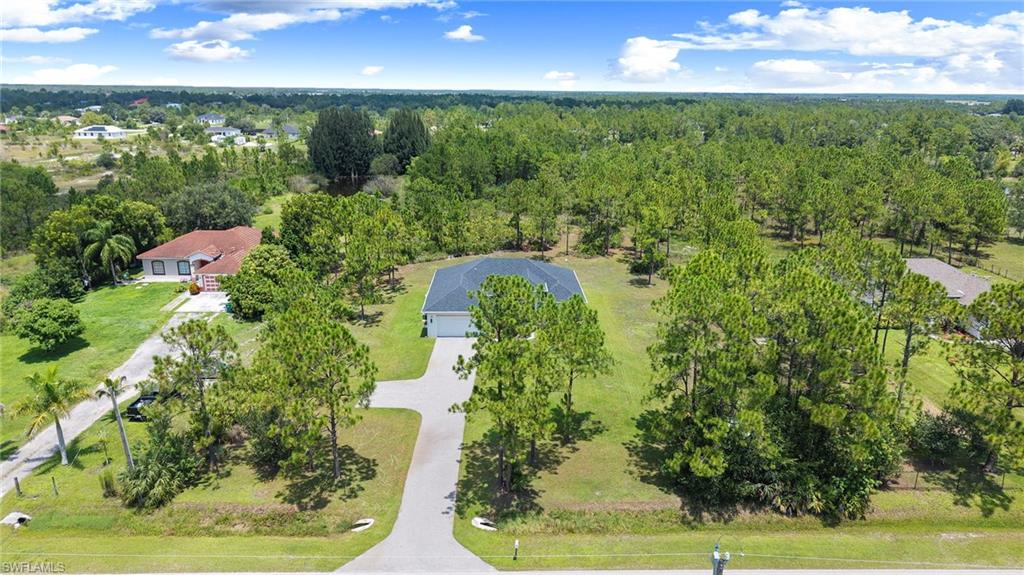 Expansive grounds featuring a long circular driveway, mature landscaping with established trees throughout the property, and manicured lawn