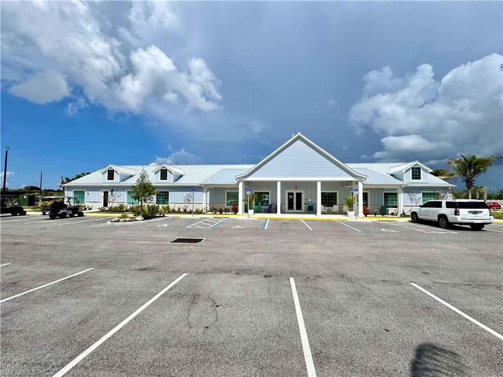 Expansive parking lot with designated spaces