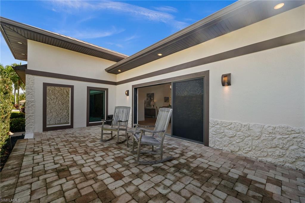 Open paver patio in the front