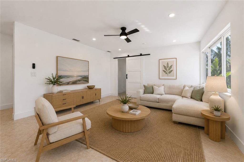 Living room virtually staged