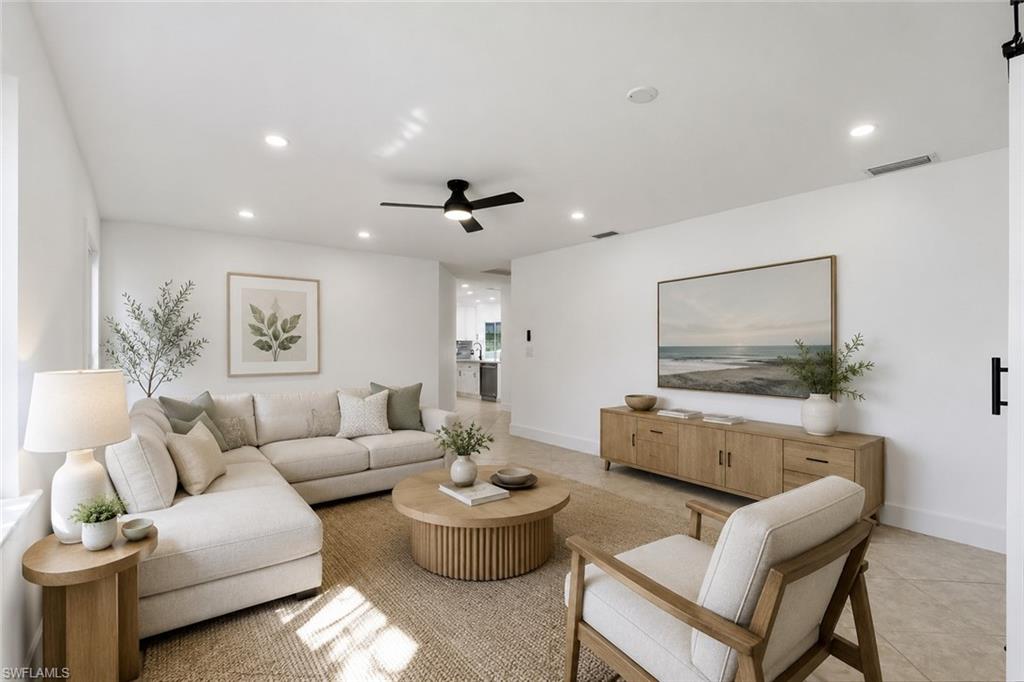 Living room virtually staged