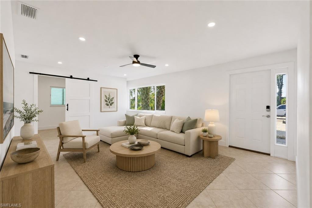Living room virtually staged