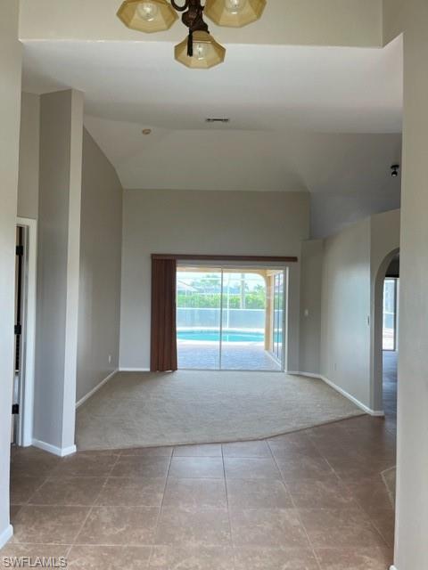 living room looking at pool