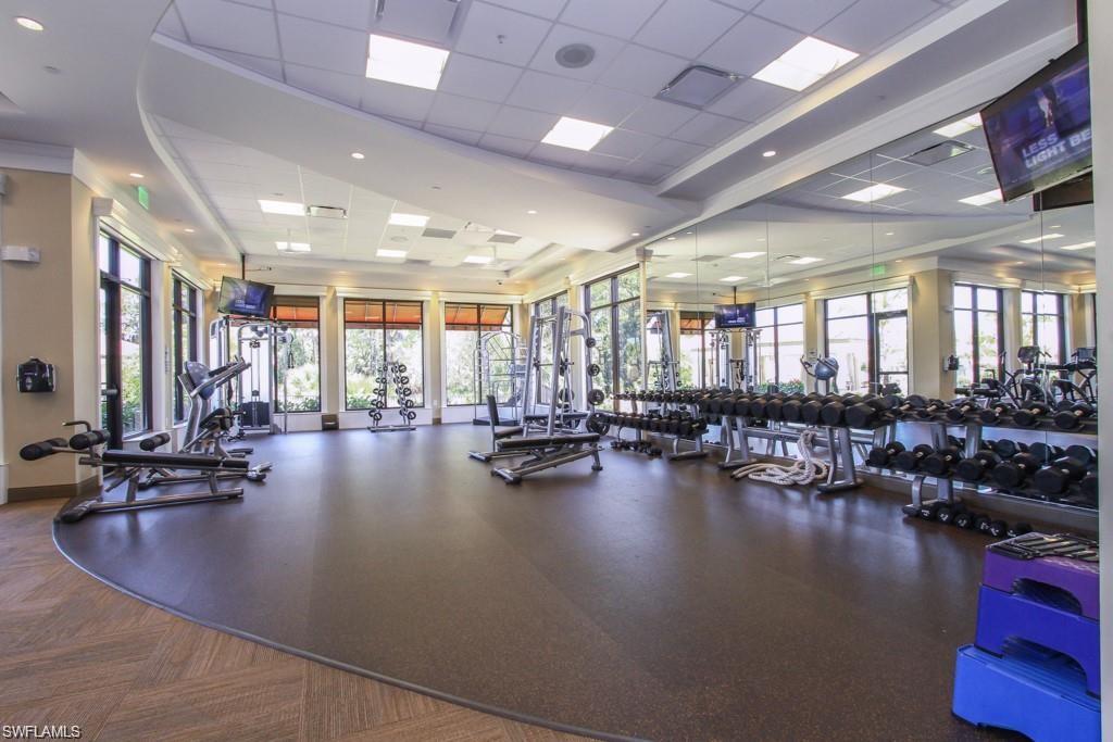 Exercise room with a drop ceiling