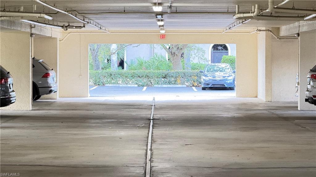 Parking garage with a textured wall