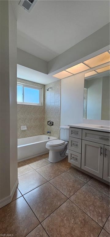Full bathroom featuring vanity and shower / washtub combination