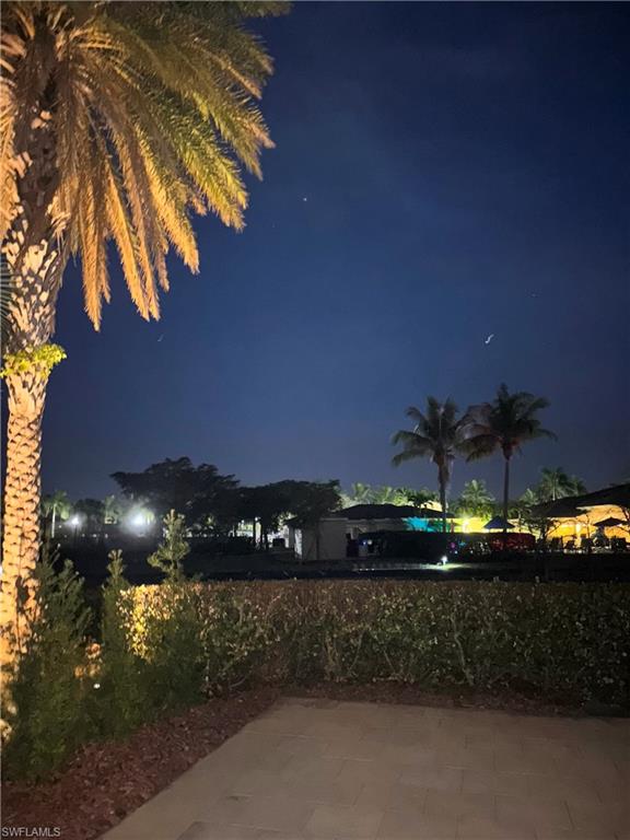 View of patio at night