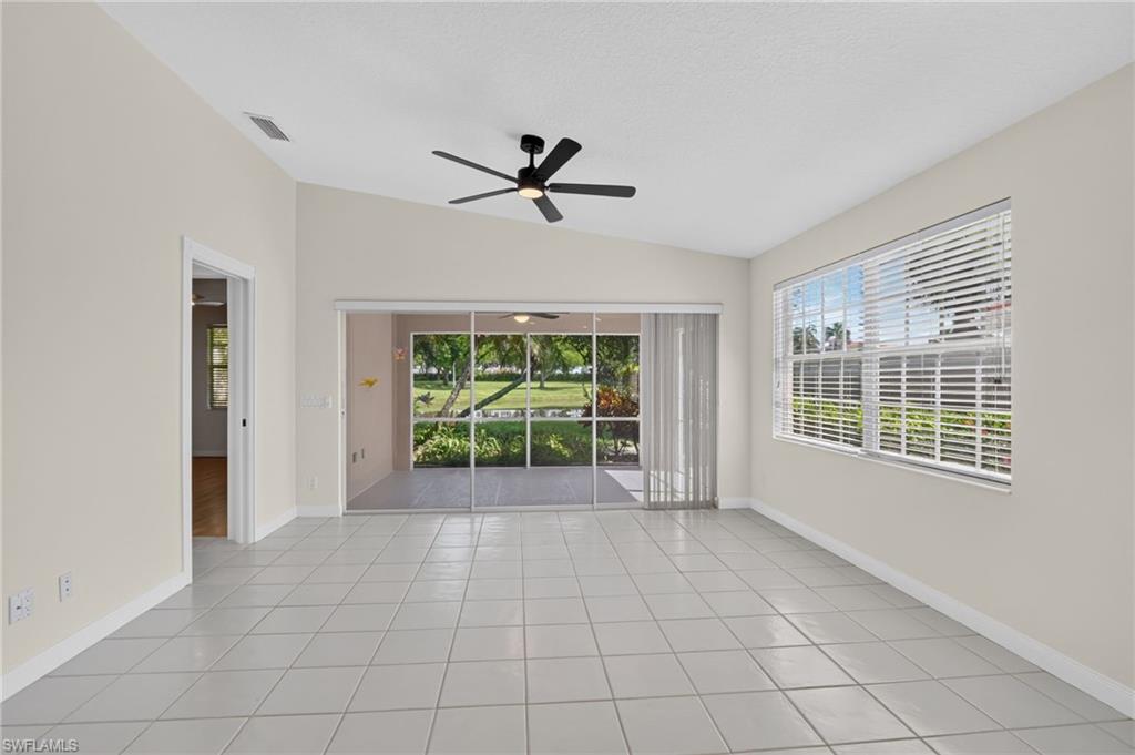 Open floor plan with dining area, family room, living room or den