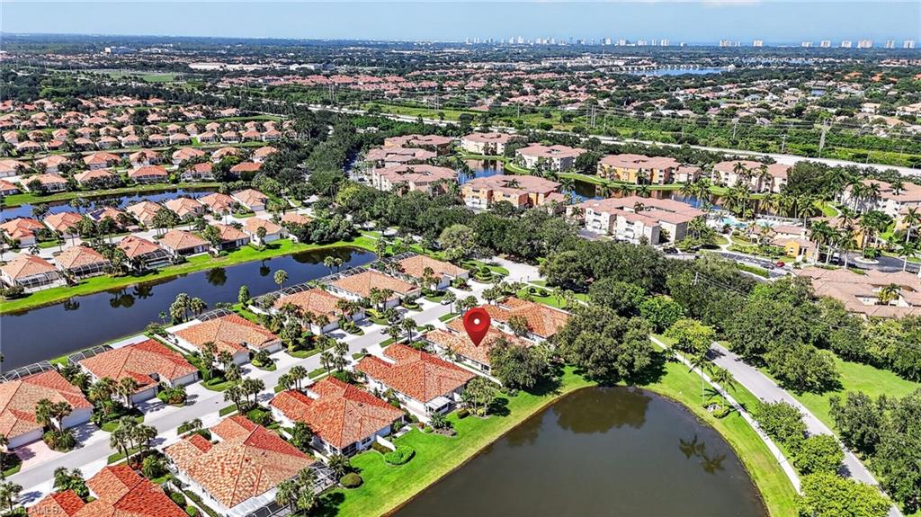 Aerial view of home and neighborhood