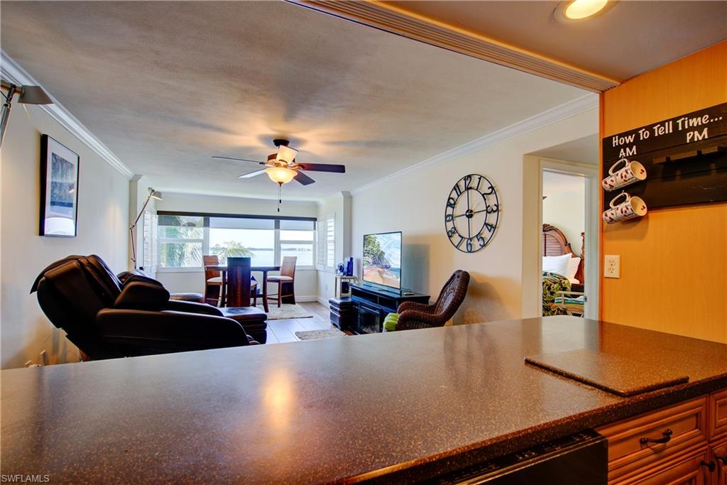 This Great Room combines the living room & waterfront dining area