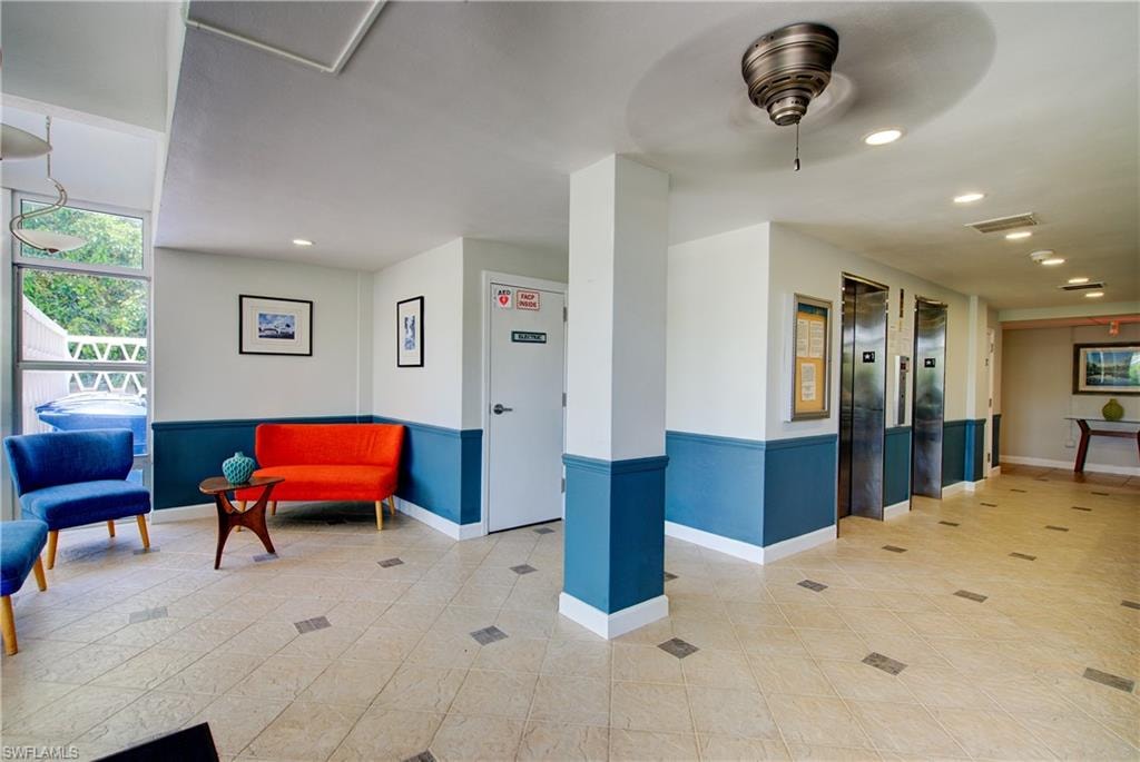 There is a lovely lobby with seating area as you enter the building
