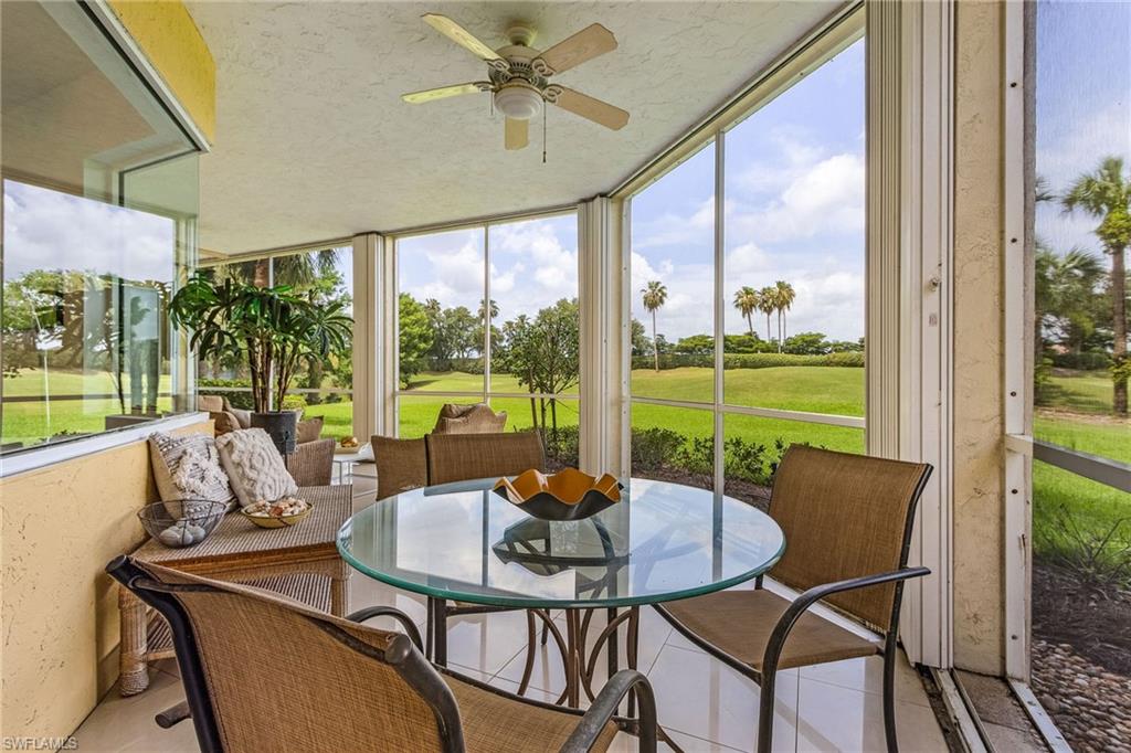 Screened lanai with view of golf course