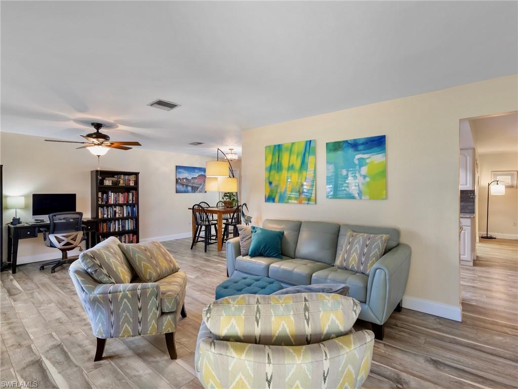 Living room opens to the dining area