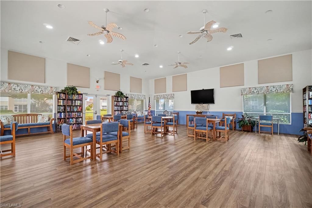 Clubhouse with library and sitting area