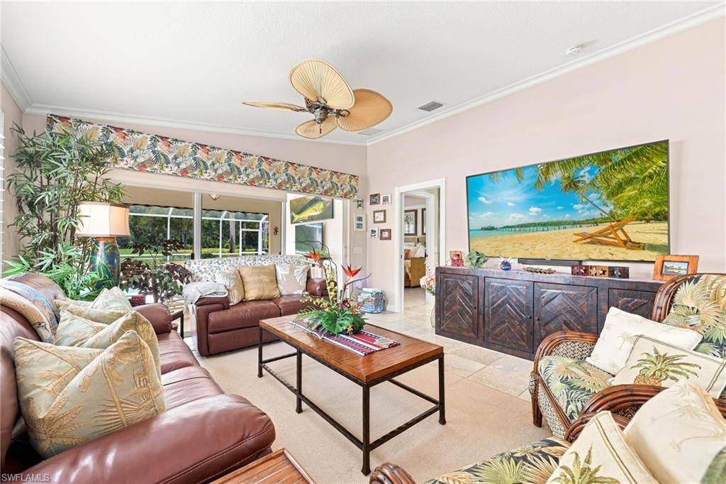 Spacious living room with open views to your pool area