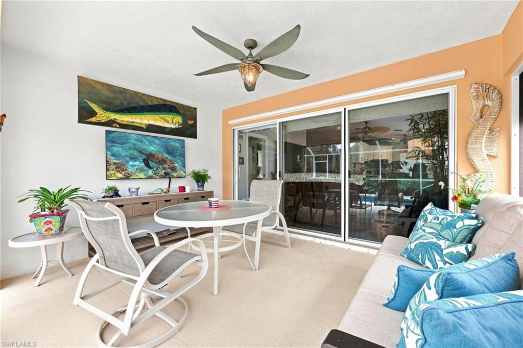 Outdoor covered lania adjoining the pool patio area