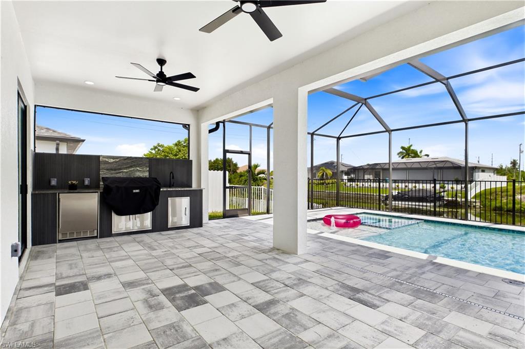 PAVER FLOORING & CEILING FAN.