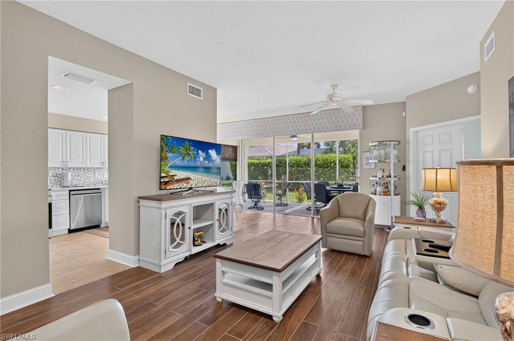 Wood-finish flooring throughout the main living area